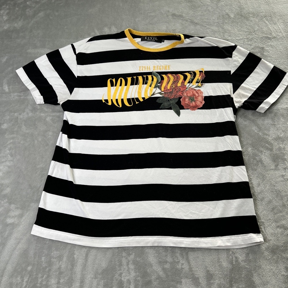 Civil Regime Shirt Mens Extra Large T shirt stripes White/Black